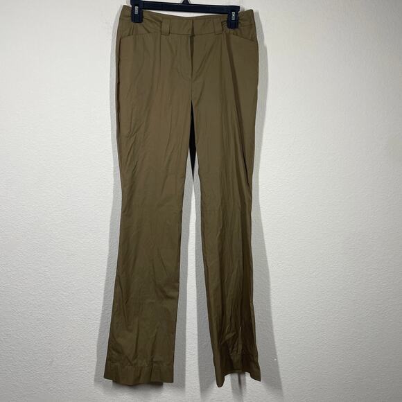 Rene Lezard Womens 36 Slit Pocket Thin Chino Pant Tan Straight Mid Rise - Picture 1 of 11